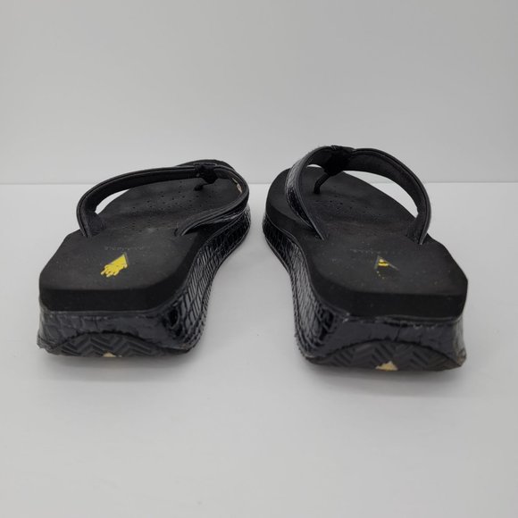 Volatile Size 10 Thong Sandals Womens Crocodile Print Flip Flops Wedge Black - Picture 5 of 8